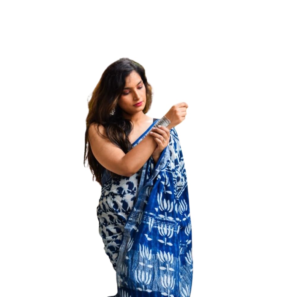 Deep Blue Handloom Linen Saree | Elegant Lightweight Linen Saree for Daily & Office Wear-image-41