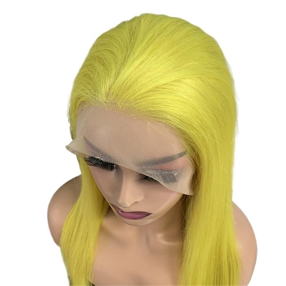 xiuling4568 13x4 Lace Front Wigs for Women Human Hair Pre Plucked Straight Colored Glueless Wig 180 Density Hairs Extensions(Yellow,20inch)