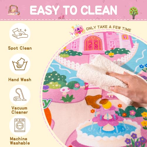 Tapete para niños rosa Castillo, ultra suave, 3x4ft miniatura 6