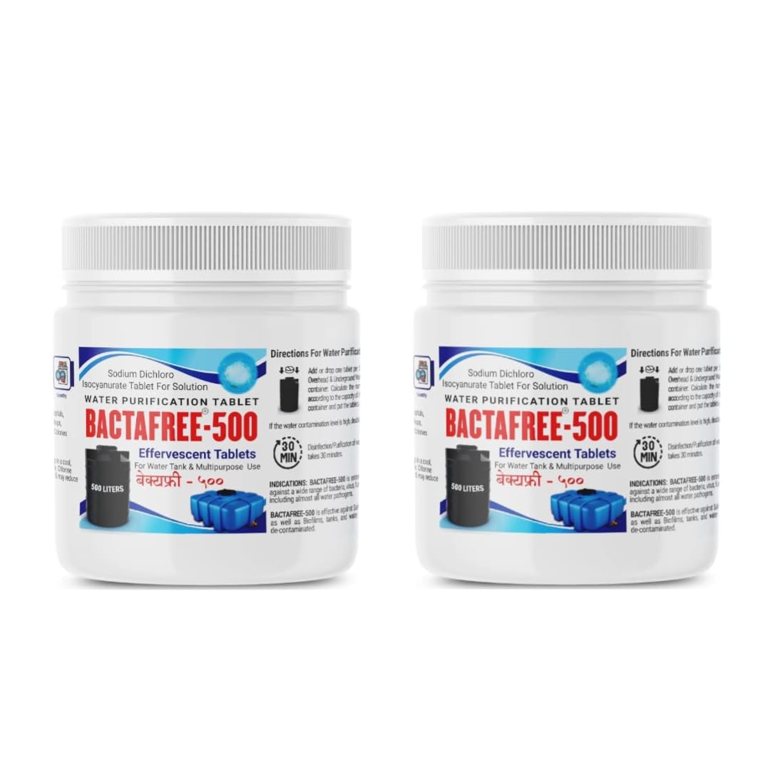 Bactafree 500 Water Purification Tablets - Each Tablet for 500 Litres, 50 Tablets Pack - Water Treatment and Disinfectant Tablet for Overhead & Underground Tank - 25,000 Litres Purification (2)