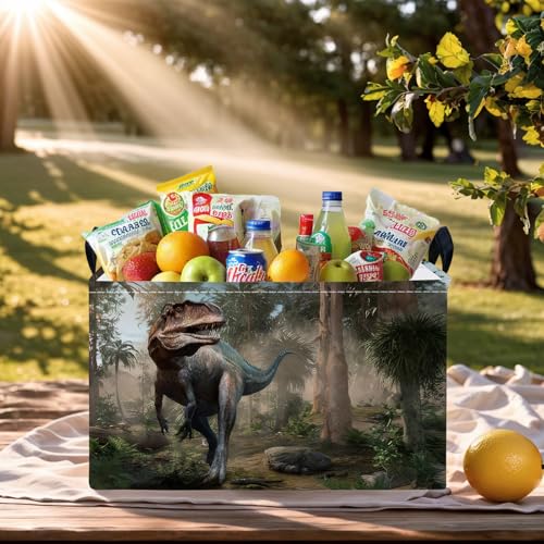 Image of Cute 3D Dinosaur Kid Storage Basket Trendy Toy Box, Baby Laundry Hamper, & Clothes Organizer Fantastic Boy Gift & Nursery Bin for Modern Bedrooms (Tyrannosaurus Rex)