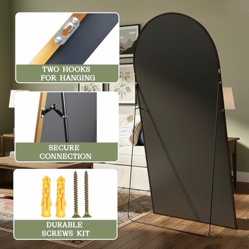MISSDAY Oversized Full Length Mirror, Arched Floor Mirror 81" x 41", Black - image 7