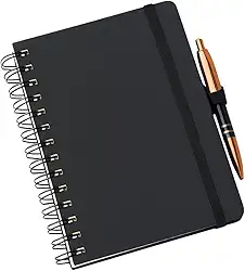 Caderneta Anotações Estilo Wire-o Pautada ou Sem Pauta Caderno Espiral A5 Capa Dura Escolar Trabalho Planejamento Diário (Preto- Pautada)