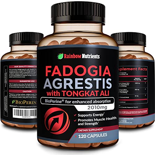 Fadogia Agrestis 15,000mg + Tongkat Ali 100,000mg + BioPerineÂ® [Maximum Strength]- Supports Energy, Strength, Muscle Health & Recovery, Drive & Athletic Performance - Non-GMO 120 Vegan Capsules