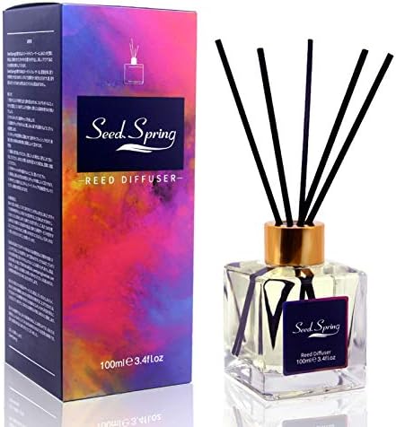 Seed Spring Reed Diffuser 100ml / Cherry & Musk Scented Oil Reed Diffuser Set / 8 Diffuser Sticks / 50 Days Strong & Lasting Aroma/Home Scented Diffuser for Bedroom Bathroom Office