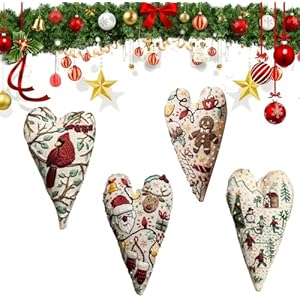 TIMLIFE DIY Heart Shaped Hand Embroidered Christmas Ornament Kit, 2026 New Embroidery Christmas Ornament Kits, Handmade Tree Decoration for Holiday Decorations, Winter Decor (4PCS)