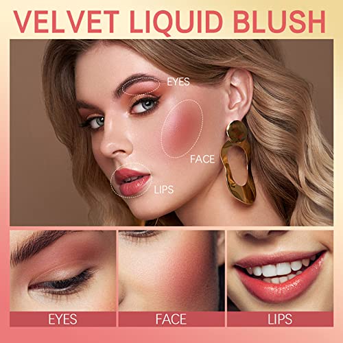 CkFyahp Liquid Blush for Cheeks, Lightweight Velvet Cream Blush, Nude Pink Gel Soft Cream Blush Mousse Highly Pigmented Peach Blushers for Cheeks Make Up Long Lasting Breathable Feel (5#) - Image 6