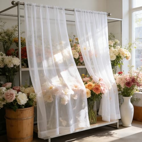 Cortinas visillos 104x120 para sala cuarto dormitorio comedor cocina salón modernas blanco 2