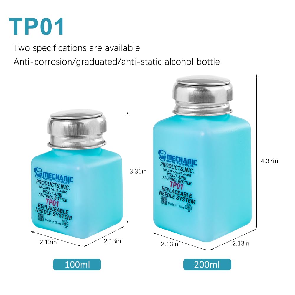 Botella de alcohol líquido con tapa de metal, dispensador de solvente, bombeo de prensa, dispensador de líquido ESD, recipiente de plástico, botella de alcohol líquido de plástico vacía para limpieza