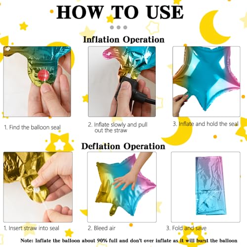 Image of Star Balloons 18 Inch Foil Balloons 10 PCS Star Balloons Foil Gradient Star Foil Balloons Set Mylar Balloons Gradient Balloons Star for Birthday Party Anniversary Wedding Baby Shower New Year Decor