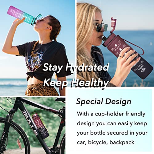 Image of Enerbone 32 oz Water Bottle, Leakproof BPA & Toxic Free, Motivational Water Bottle with Times to Drink and Straw, Fitness Sports Water Bottle with Strap for Office, Gym, Outdoor Sports