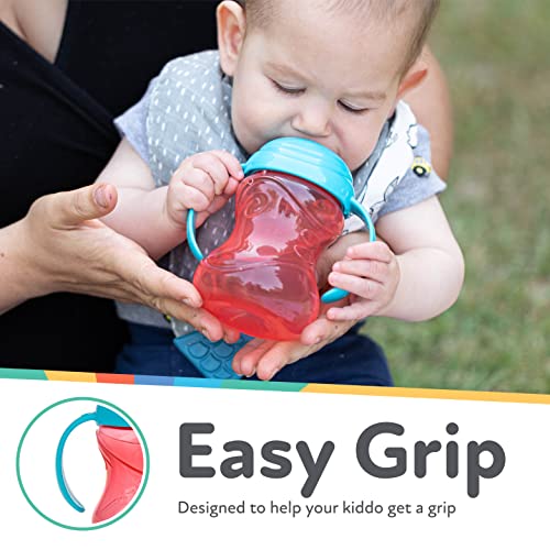 Image of Nuby Clik-It Grip N' Sip Soft Spout No-Spill Training Sippy Cup with Handles - (3-Pack) 10 oz - 4+ Months - Blue /Green /Red | Silicone Soft Flex Spout - 2 Handles - Clik It Lock Feature - Red /Blue /Green