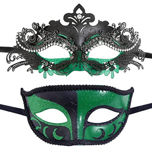Image of Coddsmz Couple Masquerade Mask Set - Venetian & Mardi Gras Mask for Women & Men