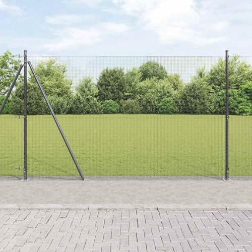 Valla forestal de alambre para jardín, red de aves de corral, valla con postes gris, 1,5 x 10 m, de acero, para jardín, casa, patio, se puede montar rápidamente