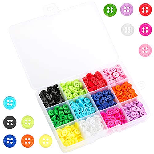 960 bottoni colorati per fai da te, 12 colori, in