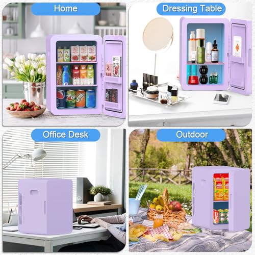 Image of advwin 22L Mini Fridge for Bedroom, 30 Cans Portable Cooler & Warmer Compact Refrigerators with AC /DC Power for Skin Care, Beverage, Cosmetics, Food, Drinks, Office Desk Dorm Room