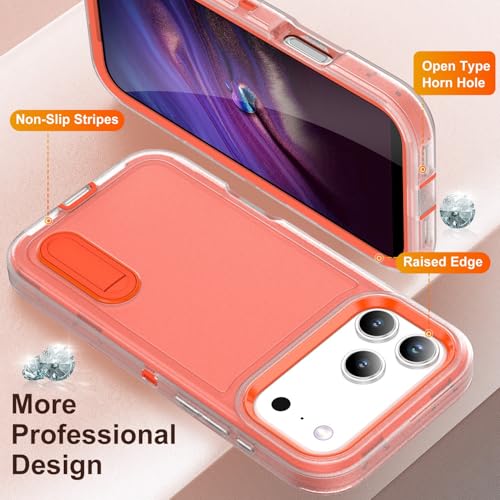 Coque iPhone 17 Pro silicone vert et rose rigide antichoc avec béquille intégrée - 6