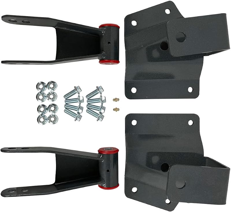 Kit de rebaixamento traseiro 4" BST BSSP com suportes e shackles para Chevy Silverado e GMC Sierra 1500 2WD cabine curta – Ajustável para 3" ou 4"