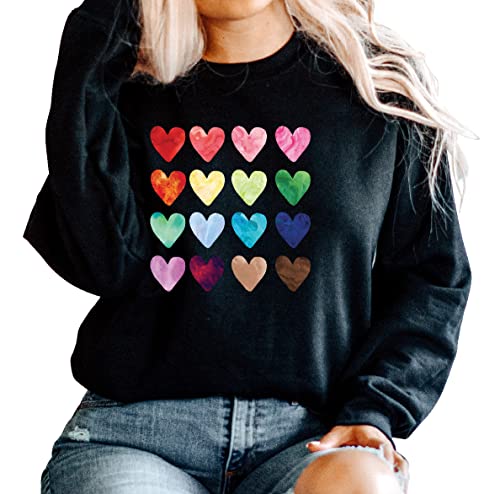 Watercolor Heart Sweatshirt, Best Valentines Day outfit, Rainbow love Sweat, Gift for Her, Gift for Mom4