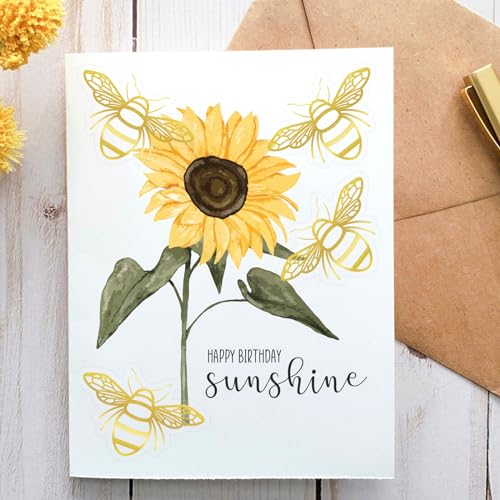 joycraft 480Pcs Bee Stickers, 1.5 inch Gold Foil Envelope Seal, Clear Self Adhesive Bee Labels, Personalized Gift Stickers for Gift Wrapping Cupcakes Party Favor Greetings Invitations - Thumbnail 2
