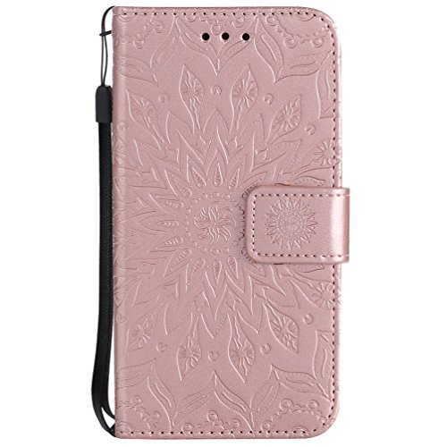 Samsung Galaxy J2 Prime Case Emaxeler Stylish Wallet 3D Embossed Kickstand Flip Sun Flower Dimensional Cards Slot Cash Pockets Pu Leather For Samsung J2 Prime Sun Rose Golden #TOP1