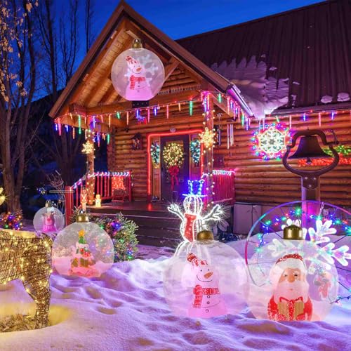 24 Inch Light Up Inflatable Christmas Ball,PVC Decorated Ball Ornaments with Led Light,Inflatable Christmas Baubles,Large Xmas Blow Up Ball,Reusable Ornaments Balls - Image 5