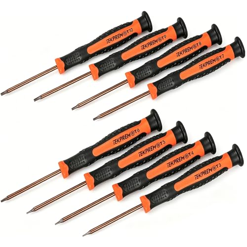 TEKPREM 8 in 1 Small Torx Screwdriver Set with T3 T4 T5 T6 T7 T8 T9 T10 Torx Security Bits,Complete Star Repair Kit for Apple,Macbook,Mac mini,Xbox one, Xbox360,PS3,PS4,PS5,Computer and Pocket Knives
