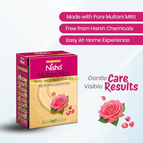 Image of Nisha Rose Multani Mitti for Face 100g | Fuller's Earth Powder | Natural Oil Control, Acne & Tan Removal | Skin Brightening Face Pack