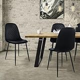 ML-Design Juego de 4X Sillas de Comedor Negras con Respaldo Asiento Ergonómico Acolchado Tapizado de Terciopelo con Patas de Metal Sillón de Diseño Moderno para Mesa de Salón, Escritorio o Cocina