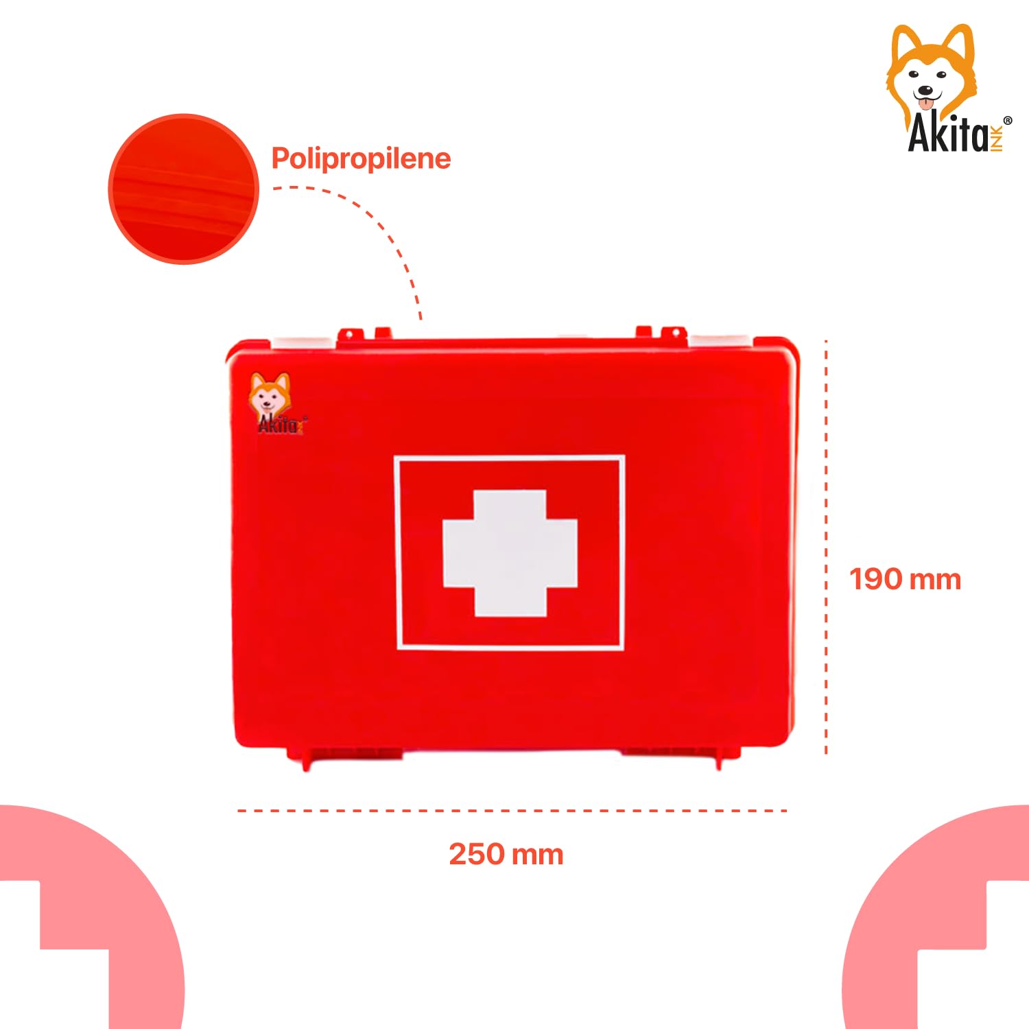 Akitaink Cassetta medica pronto soccorso con ALLEGATO 2 per aziende meno 3 dipendenti completa di staffa a muro, Conforme DM388/DL81, Made in Italy