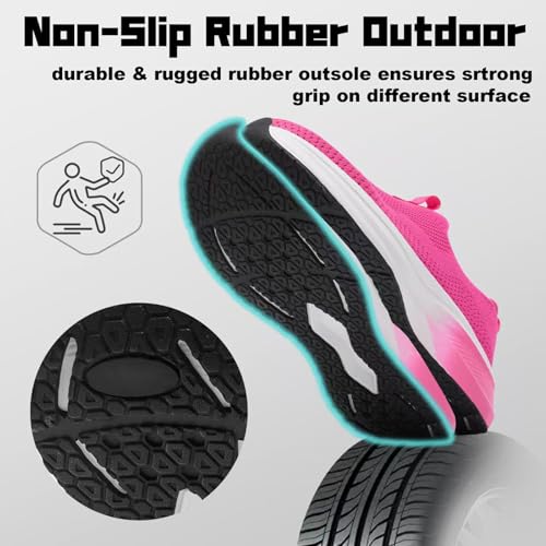 Women's Wide Non-Slip Walking Shoes Lightweight Breathable Sock Sneakers Casual Athletic Tennis Shoes Comfortable Slip On Shoes 10 Rose3