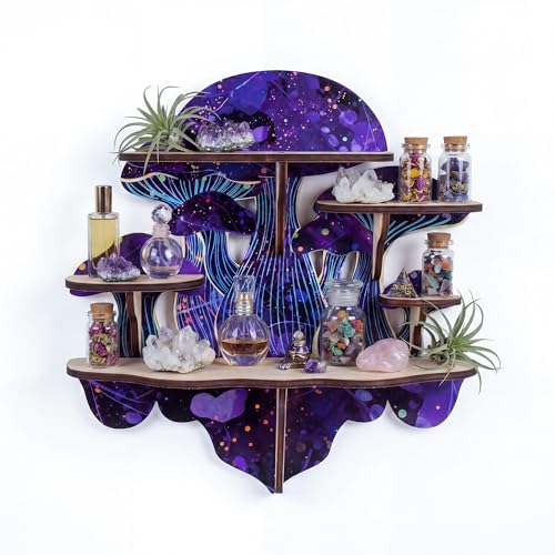 Witchy Bedroom Decor Mushroom Crystal Display Shelf Gothic Wall Shelf