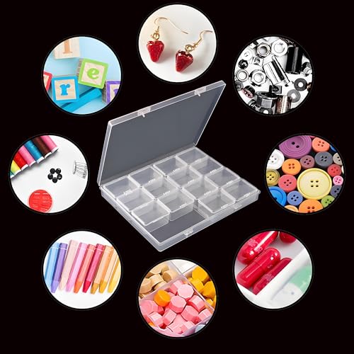 Image of Large Bead Storage Box - 48 Grids Clear Organizer, 3 Pack,Portable for Jewelry,Diamonds,Hardware,Craft Accessories Grid Plastic Box,Oil Painting Color Palette,Ring Earring Storage Box