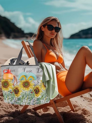 Beach Bags Women Mesh Tote Bag Summer Sunflower Butterfly Toy Grocery Pool Bag with Pockets for Travel/Picnic/Shower4