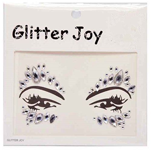 Festival Wedding Hen Glitter Joy Face Gems Temporary Tattoo Jewel Diamante Bindi Fusion Headpiece Body Jewellery Art Black Pink Clear Eyes (GJ 13)