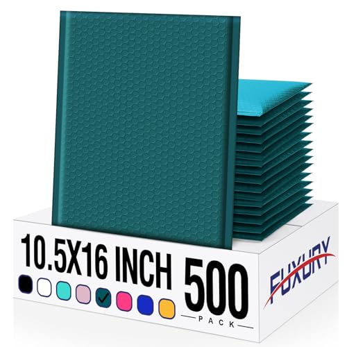 Image of Fuxury Large Bubble Mailers 10.5x16 inch 500 Pack Forest Green Self Seal Padded Envelopes Opaque Mailing Envelopes Bubble Padded Cushion Padded Mailers for Packaging Small Business Bulk #5