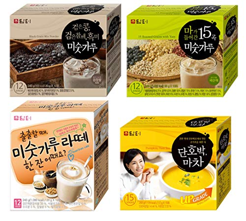 Damtuh Korean 15 Roasted Grains with Yam 12 Sticks + Black Grain Mix Powder 12 Sticks + Roast Grain Latte 12 Sticks + Pumpkin Yam Tea 15 Sticks
