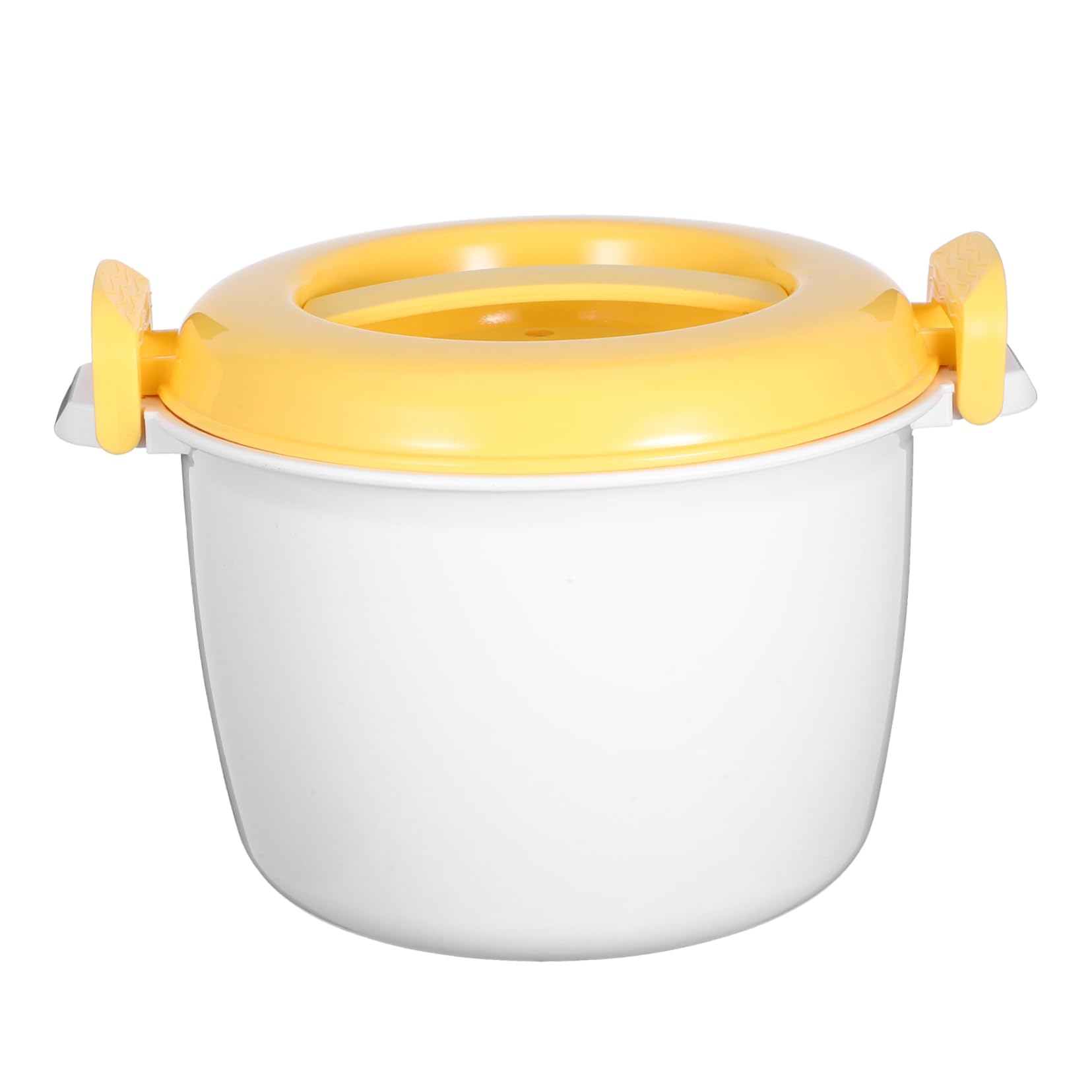 Healifty Microwave Rice Cooker Small Yellow Food Container High Temperature Resistant Double Vent Steam Discharge Side Handle Portable