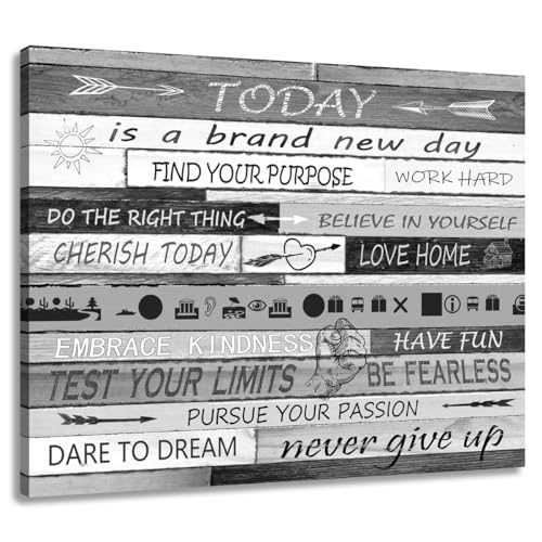 Woxfcart Inspirational Quotes Canvas Wall Art, Black and White Motivational Pictures for Student Study Bedroom Office Decor Poster, 15 x 12 Inch