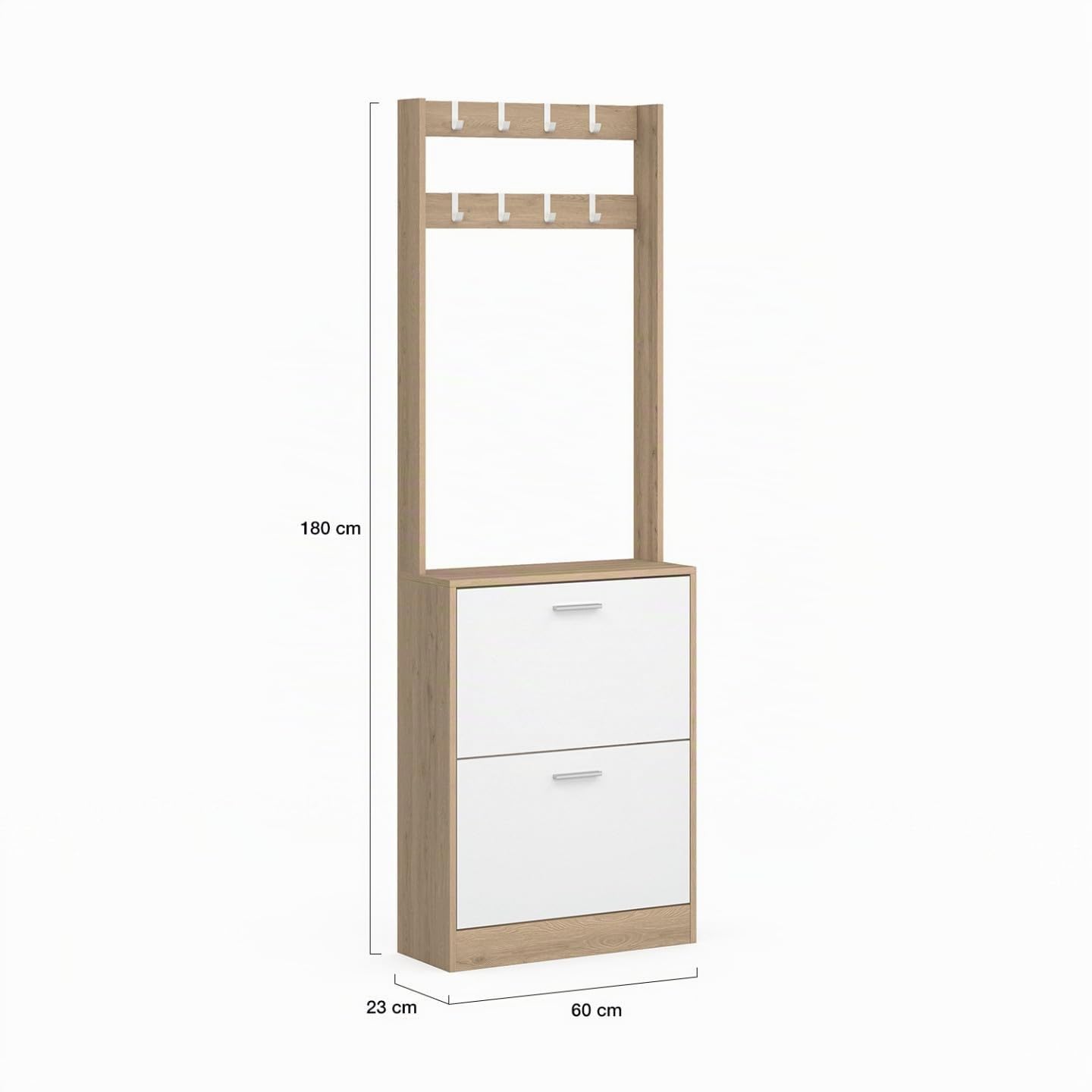 IDMarket - Eingangsgarderobe KLARK Schuhschrank 2 Türen Holz-Weiß-Effekt