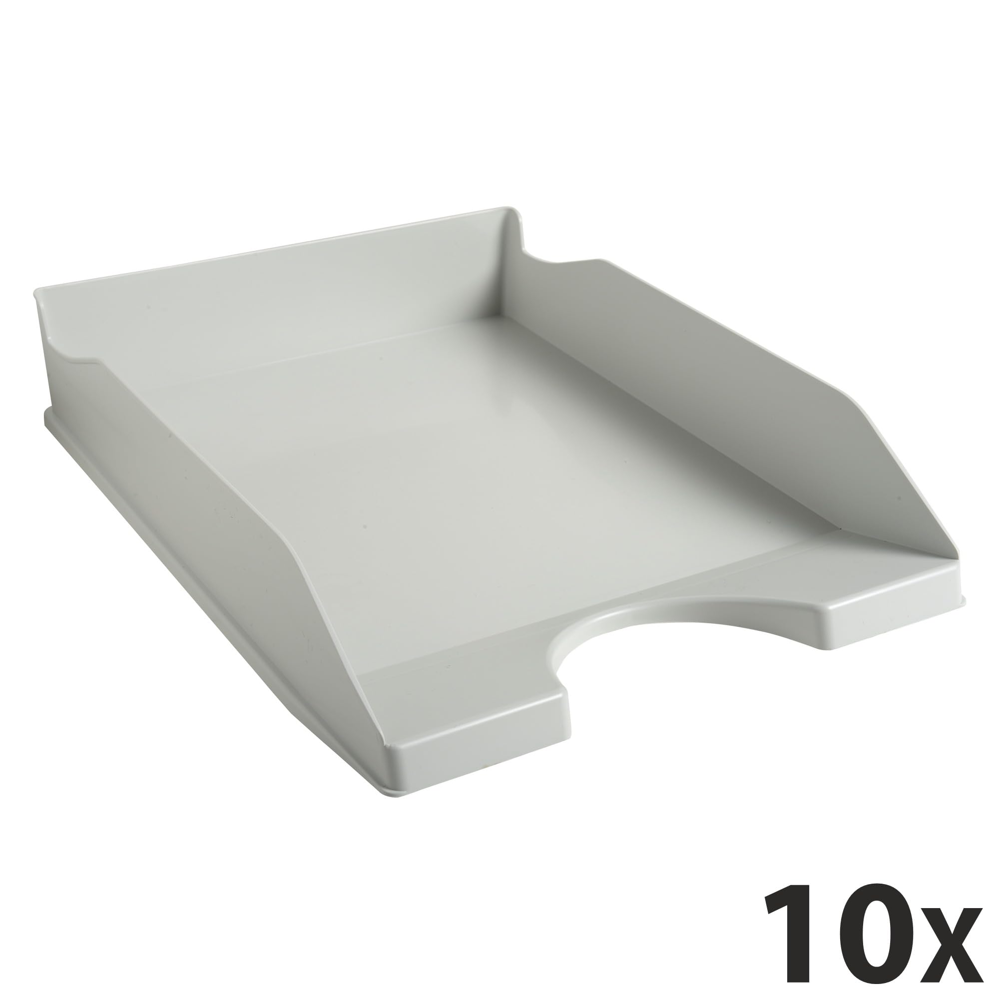 Exacompta - 12306D - juego de 10 bandejas carpetas de fundas ECOTRAY - dimensiones 34,5x25,5x6,5 cm - para documentos en formato A4+ - color gris - certificado Blue Angel