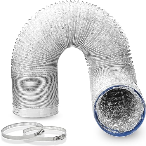Image of GDSTIME 4 Inch Dryer Vent Hose 10 FT, Flexible Aluminum Duct with 2 Clamps, Heavy Duty Muti Layer Protection for Heating Cooling Ventilation and Exhaust