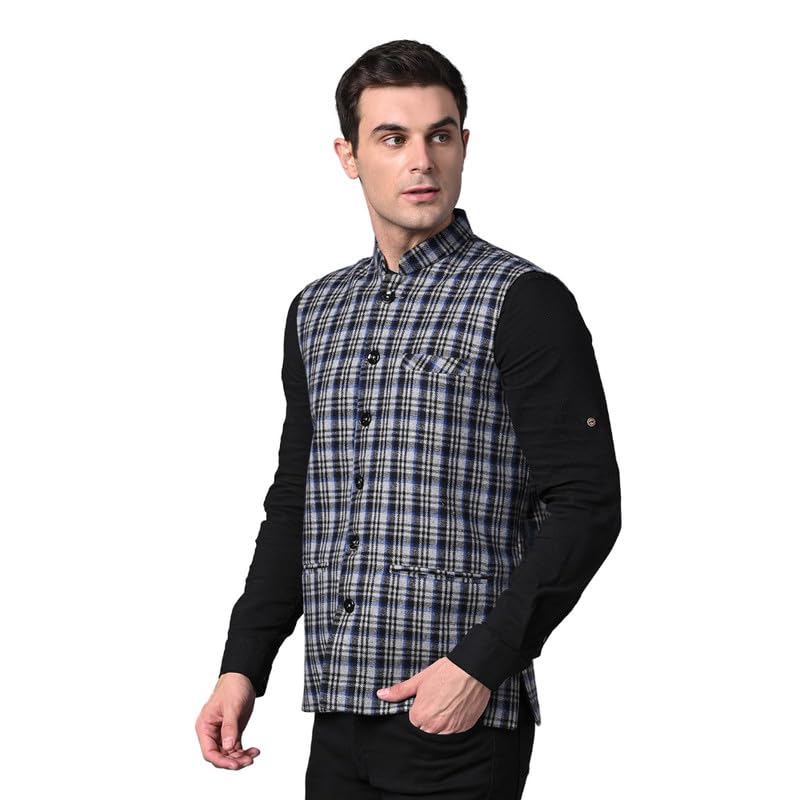 Image of VASTRAA FUSION Men's Traditional Woolen Nehru Jacket Modi Waistcoat