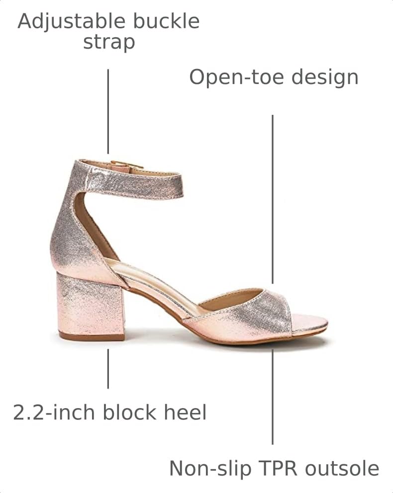 Image of DREAM PAIRS Women's Chunky Heel Sandal | 2.2 inch chunky block heels,open toe with ankle strap buckle, classic comfortable heeled sandals,wedding party dress shoes