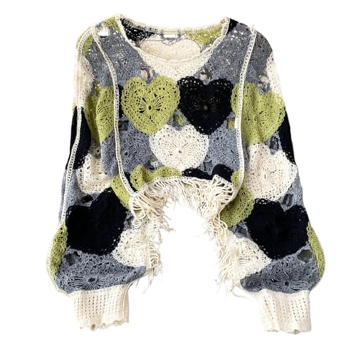 BSXDIKJU Women Crochet Crop Top Heart Hollow Out...