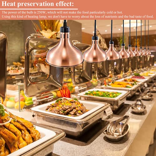 JIAWANSHUN Food Heat Lamp Food Warmer Lamp Bulb 250W Commercial Food Warmers 60-180mm Adjustable Hanging Food Heat Lamps Restaurant Supplies Food Service Heating Lamp 110V