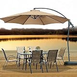 QDY -Cantilever Garden Parasol, 3m Garden Parasol with Crank Handle & Height Adjustable, Outdoor Sun