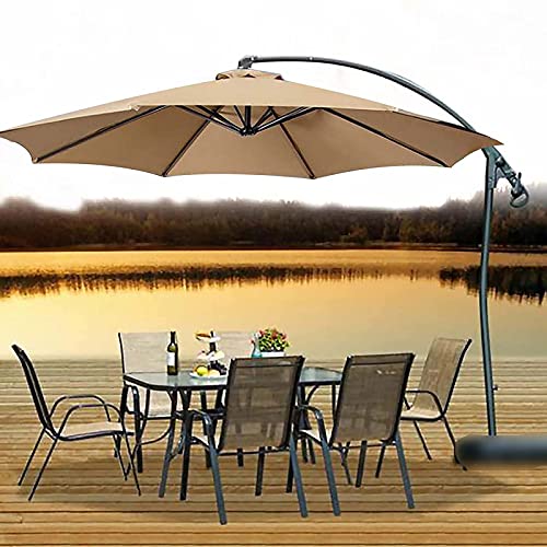 Qdy -Cantilever Garden Parasol, 3M Garden Parasol With Crank Handle & Height Adjustable, Outdoor Sunshade Canopy, Uv Protection For Patio And Balcony,1 Khaki #TOP22