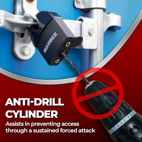 Image of Maudex MDL60 High Security Padlock for Outdoor Use - [10 Keys] - [Anti Drill, Anti Pick Cylinder] - Ideal Lock for Storage Unit, Shed, Gate, Container with 0.67 inch Shackle Clearance (Pack of 2)