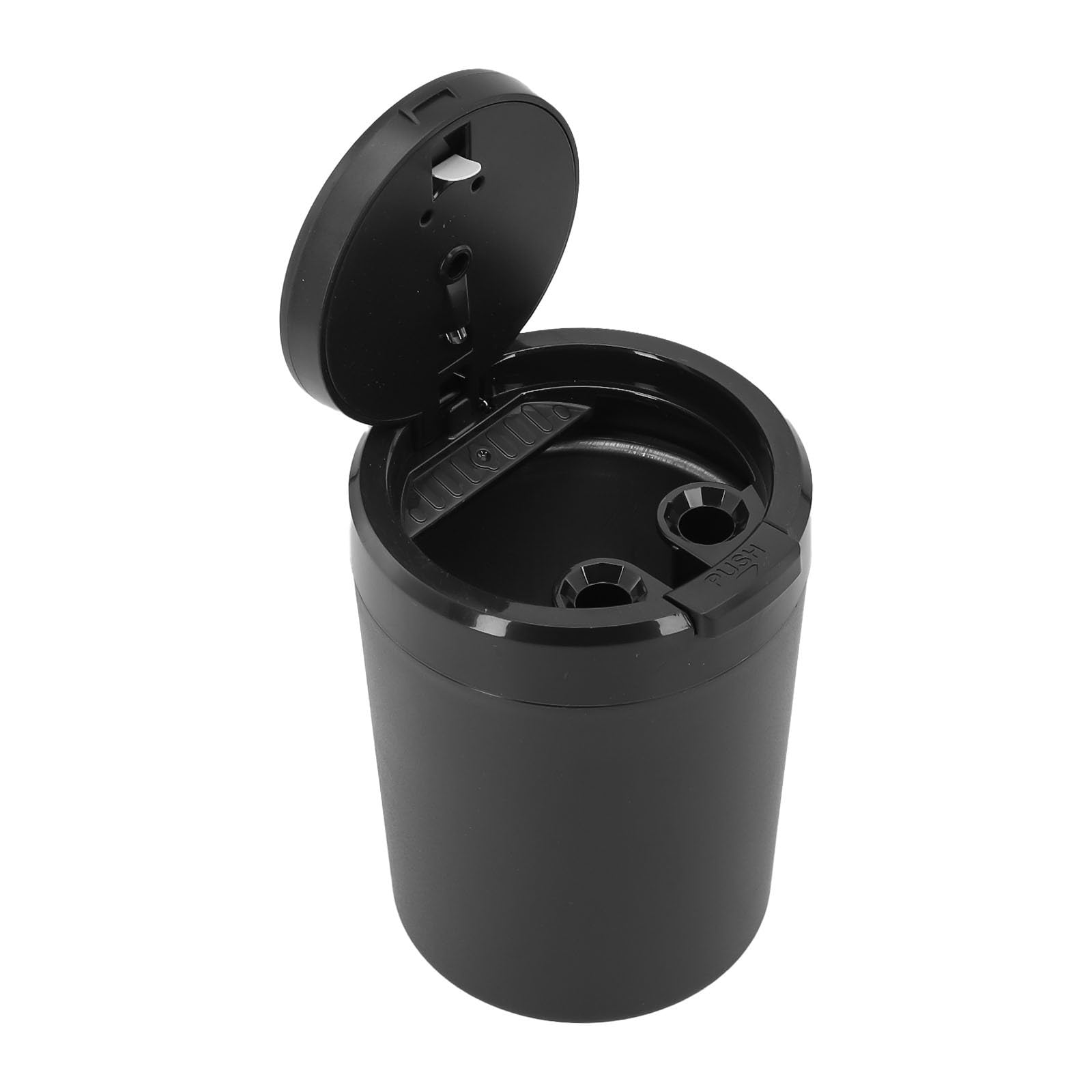 RichVibe LED Car Ash Tray with Lid, Smokeless Aluminum Alloy Cup Vehicle Cup Holders, Blue Light Illuminates on Opening, Detachable Liner, Black — view 3